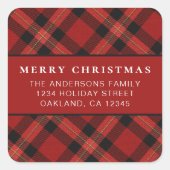 Klassieke eenvoudige minimalistische rode vrolijke vierkante sticker (Voorkant)