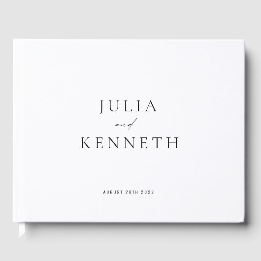 Klassieke eenvoudige minimalistische zwart-wit bru gastenboek (Voorkant)