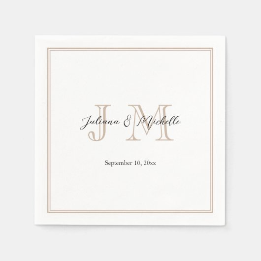 Klassieke eenvoudige, moderne Initialen monogram m Servet (Voorkant)