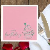 Klassieke Eenvoudige Moderne Verjaardagscupcake Vierkante Sticker