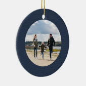 Klassieke eenvoudige navy visgraat gepersonaliseer keramisch ornament (Rechts)