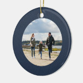 Klassieke eenvoudige navy visgraat gepersonaliseer keramisch ornament (Links)