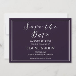 Klassieke Eenvoudige Paarse bruiloft, behalve de d Save The Date