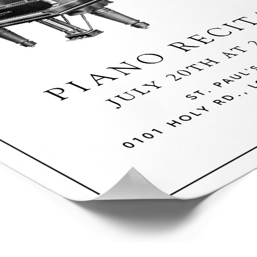 Klassieke eenvoudige Piano White Overweging Poster (Hoek)