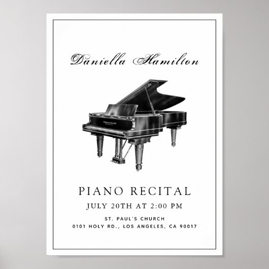 Klassieke eenvoudige Piano White Overweging Poster (Voorkant)