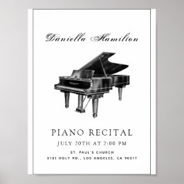 Klassieke Eenvoudige Piano Witte Recital Poster