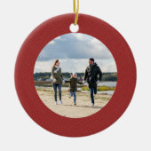 Klassieke eenvoudige rode visgraat gepersonaliseer keramisch ornament (Voorkant)