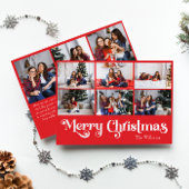 Klassieke eenvoudige rode vrolijke kerst negen fot feestdagenkaart