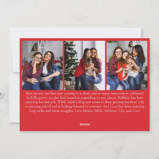 Klassieke eenvoudige rode vrolijke kerst negen fot feestdagenkaart (Achterkant)