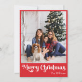 Klassieke eenvoudige rode vrolijke kerst verticale feestdagenkaart (Voorkant)