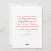 Klassieke eenvoudige rode vrolijke kerst verticale feestdagenkaart (Achterkant)