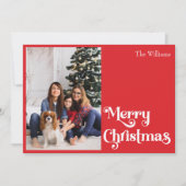 Klassieke Eenvoudige Rode Vrolijke Kerstmis Één Fo Feestdagenkaart (Voorkant)