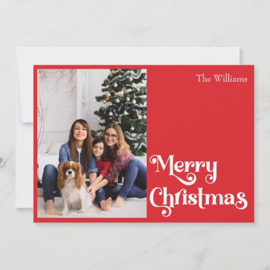 Klassieke Eenvoudige Rode Vrolijke Kerstmis Één Fo Feestdagenkaart (Voorkant)