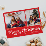 Klassieke Eenvoudige Rode Vrolijke Kerstmis Twee F Feestdagenkaart<br><div class="desc">Vier het seizoen met dit unieke, klassieke eenvoudige rode Merry Christmas twee foto vakantie briefkaart met een vleugje charme. Het minimalistische ontwerp toont een elegant rood kleurenpalet, dat de gezellige sfeer van de winter oproept. De moderne en leuke aantrekkingskracht, gecombineerd met de traditionele formulering, creëer vormen een perfecte balans tussen...</div>