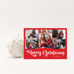 Klassieke Eenvoudige Rode Vrolijke Kerstmis Vijf F Feestdagenkaart<br><div class="desc">Vier het seizoen met dit unieke, klassieke eenvoudige rode Merry Christmas vijf foto vakantie briefkaart met een vleugje charme. Het minimalistische ontwerp toont een elegant rood-wit kleurenpalet, dat de gezellige sfeer van de winter oproept. De moderne en leuke aantrekkingskracht, gecombineerd met de traditionele formulering, creëer vormen een perfecte balans tussen...</div>
