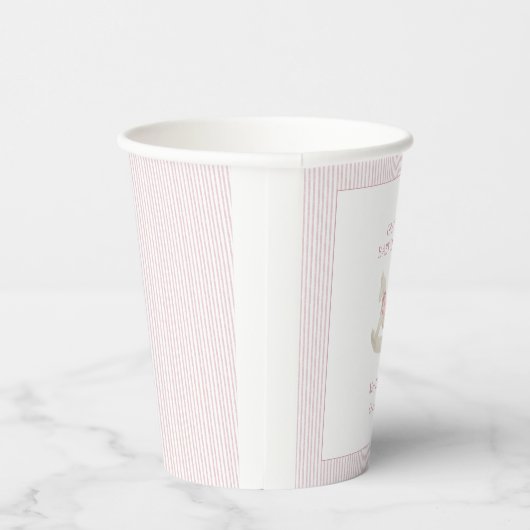 Klassieke Eenvoudige Roze Rocking Horse Girl Baby  Papieren Bekers (Rechts)