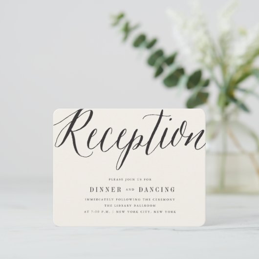 Klassieke eenvoudige script moderne bruiloft-ontva kaart (Staand voorkant)