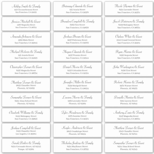 Klassieke Eenvoudige scriptweduwnaar gastnamen Adr Sticker (Voorkant)