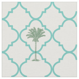 Klassieke eenvoudige turquoise en witte quatrefoil stof
