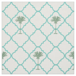 Klassieke eenvoudige turquoise en witte quatrefoil stof