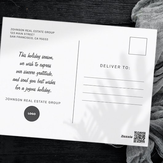 Klassieke eenvoudige typografie Voeg Logo toe Feestdagenkaart