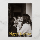 Klassieke Eenvoudige Verticale Foto Vrolijk Kerstm Folie Feestdagenkaart (Voorkant)