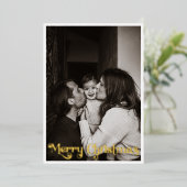 Klassieke Eenvoudige Verticale Foto Vrolijk Kerstm Folie Feestdagenkaart (Staand Voorkant)