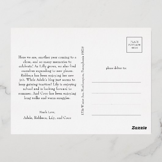 Klassieke eenvoudige vijf foto Merry Christmas Gol Folie Feestdagen Briefkaart (Achterkant)