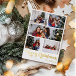 Klassieke eenvoudige vijf foto Merry Christmas Gol Folie Feestdagen Briefkaart<br><div class="desc">Vier het seizoen met dit unieke, klassieke eenvoudige vijf foto Merry Christmas Gold folie vakantie briefkaart met een vleugje charme. Het minimalistische ontwerp toont een elegant gouden kleurenpalet, dat de gezellige sfeer van de winter oproept. De aantrekkingskracht van de creëer, gecombineerd met de traditionele bewoordingen, zorgt voor een perfecte balans...</div>
