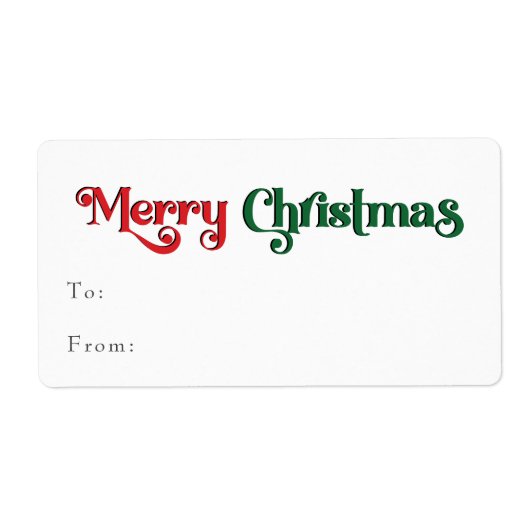 Klassieke Eenvoudige Vrolijke Kerst Rechthoekige G Etiket (Voorkant)