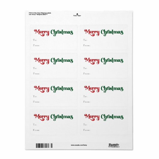 Klassieke Eenvoudige Vrolijke Kerst Rechthoekige G Etiket (Full Sheet)