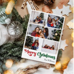 Klassieke eenvoudige vrolijke kerst verticale vijf feestdagenkaart<br><div class="desc">Vier het seizoen met deze unieke, klassieke eenvoudige Merry Christmas verticaal vijf foto vakantie kaart met een vleugje charme. Het minimalistische ontwerp toont een elegant rood en groen kleurenpalet, dat de gezellige sfeer van de winter oproept. De moderne en leuke aantrekkingskracht, gecombineerd met de traditionele formulering, creëer vormen een perfecte...</div>