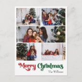 Klassieke eenvoudige vrolijke kerst verticale vijf feestdagenkaart (Voorkant)