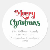 Klassieke eenvoudige vrolijke kerstenvelop afdicht ronde sticker (Voorkant)