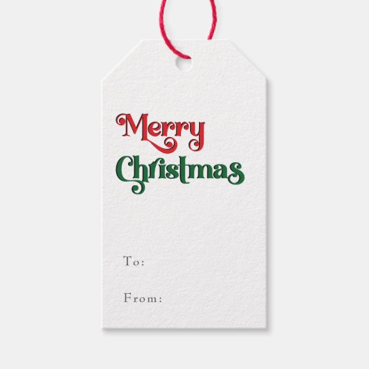 Klassieke Eenvoudige Vrolijke Kerstmis aan en van Cadeaulabel (Voorkant)