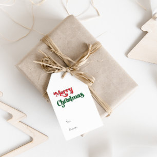 Klassieke Eenvoudige Vrolijke Kerstmis aan en van Cadeaulabel