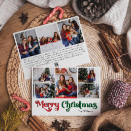 Klassieke Eenvoudige Vrolijke Kerstmis Acht Foto Feestdagenkaart