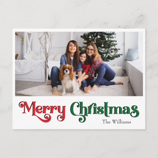 Klassieke Eenvoudige Vrolijke Kerstmis Grote Één F Feestdagenkaart (Voorkant)