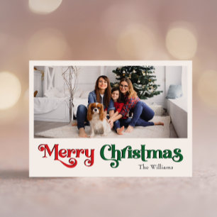 Klassieke Eenvoudige Vrolijke Kerstmis Grote Één F Feestdagenkaart