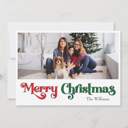 Klassieke Eenvoudige Vrolijke Kerstmis Grote Één F Feestdagenkaart (Voorkant)