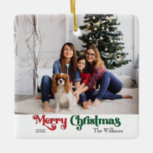 Klassieke Eenvoudige Vrolijke Kerstmis Keramisch Ornament