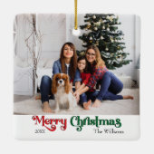 Klassieke Eenvoudige Vrolijke Kerstmis Keramisch Ornament (Achterkant)