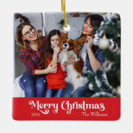 Klassieke Eenvoudige Vrolijke Kerstmis Rood Keramisch Ornament