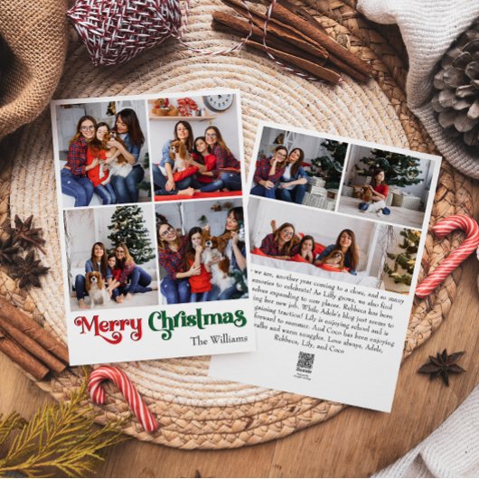 Klassieke Eenvoudige Vrolijke Kerstmis Verticale 7 Feestdagenkaart