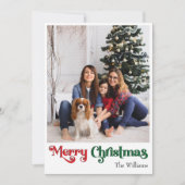 Klassieke Eenvoudige Vrolijke Kerstmis Verticale F Feestdagenkaart (Voorkant)