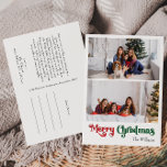 Klassieke Eenvoudige Vrolijke Kerstmis Verticale T Feestdagenkaart<br><div class="desc">Vier het seizoen met dit unieke, klassieke eenvoudige Merry Christmas verticaal twee foto vakantie briefkaart met een vleugje charme. Het minimalistische ontwerp toont een elegant rood en groen kleurenpalet, dat de gezellige sfeer van de winter oproept. De moderne en leuke aantrekkingskracht, gecombineerd met de traditionele formulering, creëer vormen een perfecte...</div>