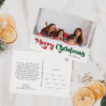 Klassieke Eenvoudige Vrolijke Kerstmis Volledige F Feestdagenkaart<br><div class="desc">Vier het seizoen met dit unieke, klassieke eenvoudige Merry Christmas full photo vakantie briefkaart met een vleugje charme. Het minimalistische ontwerp toont een elegant rood en groen kleurenpalet, dat de gezellige sfeer van de winter oproept. De moderne en leuke aantrekkingskracht, gecombineerd met de traditionele formulering, creëer vormen een perfecte balans...</div>