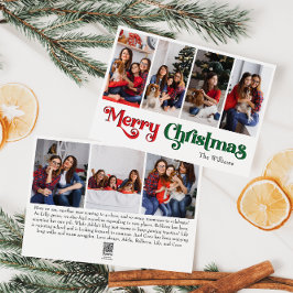 Klassieke Eenvoudige Vrolijke Kerstmis Zeven Foto Feestdagenkaart