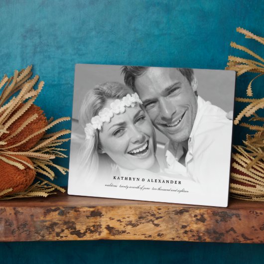 Klassieke eenvoudige witte gradiënt bruiloft foto  fotoplaat (Zijkant)