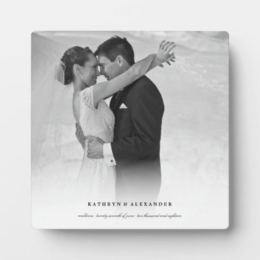 Klassieke eenvoudige witte gradiënt bruiloft foto fotoplaat (Voorkant)